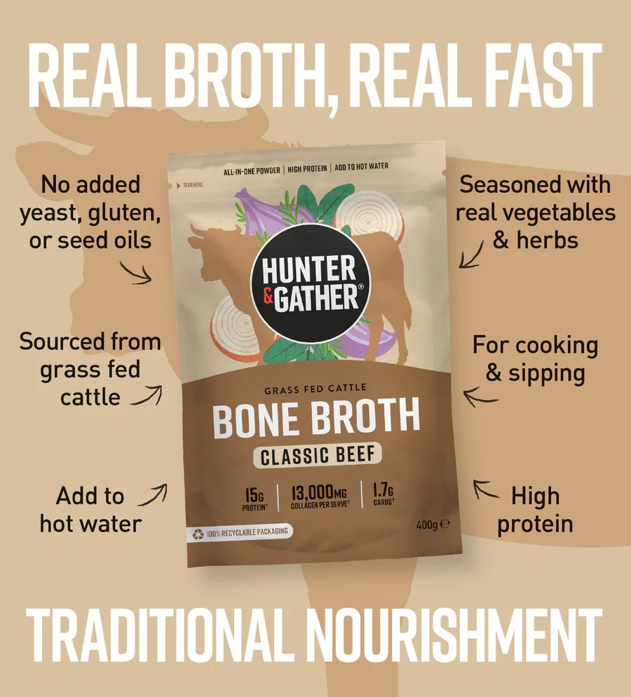 Grass - Fed Beef Bone Broth - 400g from Hunter & Gather | Available at Sow & Arrow