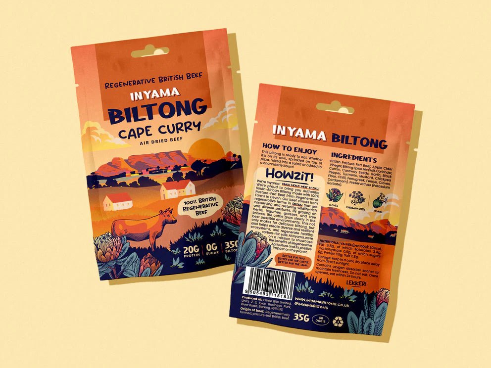 Grass - Fed Biltong - Cape Curry - 35g from Inyama | Available at Sow & Arrow