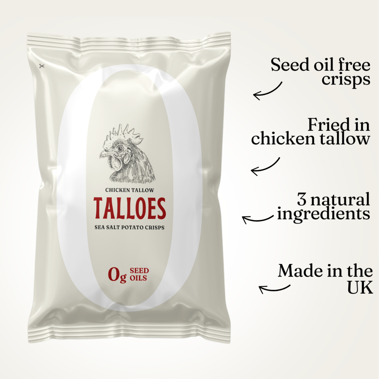 Handmade Potato Crisps Cooked in Tallow - 100g from Talloes | Available at Sow & Arrow