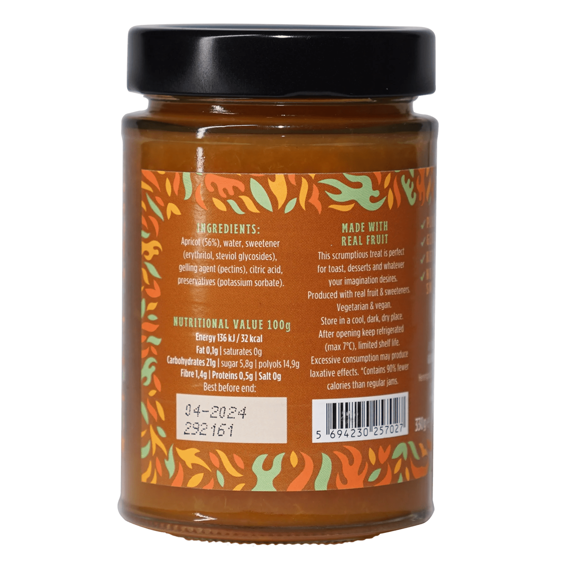 Keto Apricot Jam - 330g from Good Good | Available at Sow & Arrow