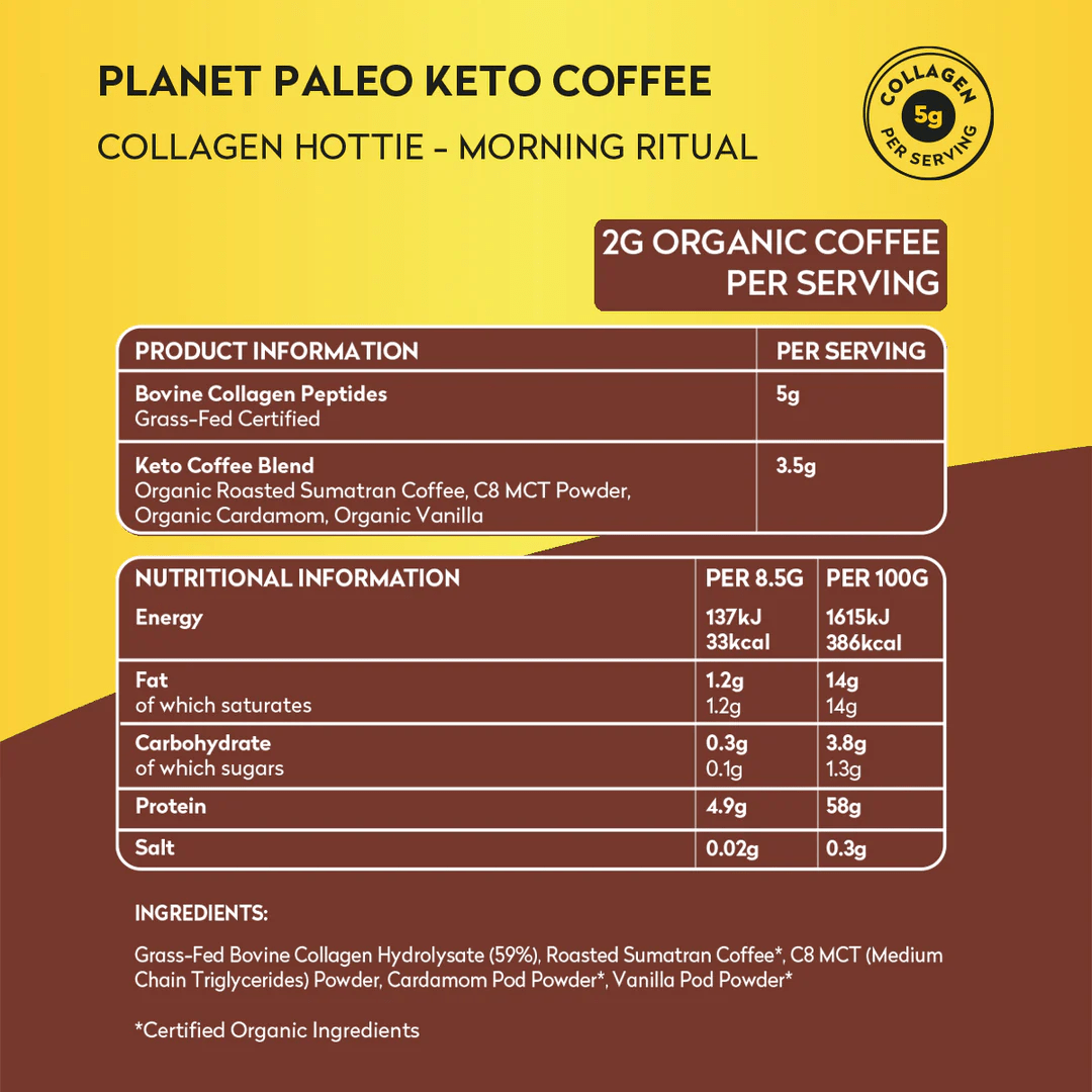 Keto Coffee - Collagen Hottie 213g from Planet Paleo | Available at Sow & Arrow