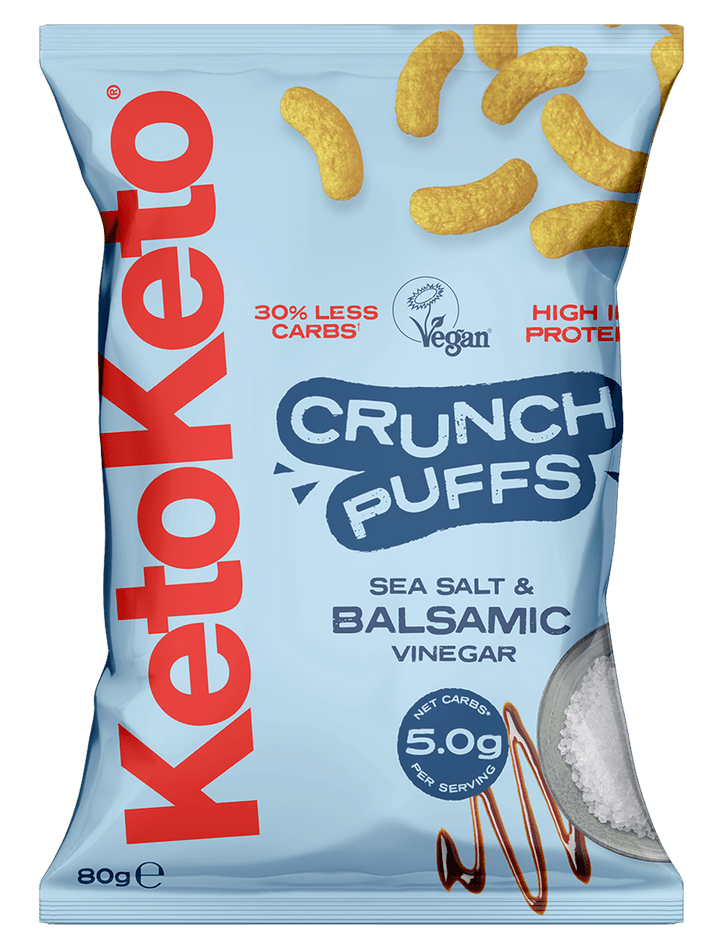 Keto Crunchy Puffs - Sea Salt & Balsamic Vinegar 80g from KetoKeto | Available at Sow & Arrow