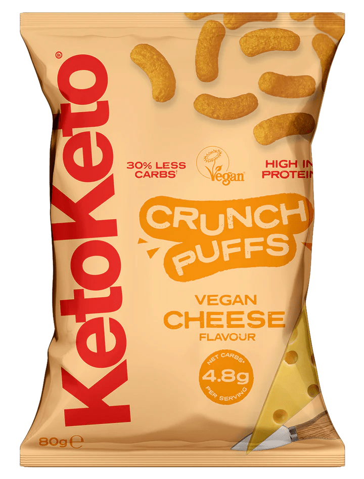 Keto Crunchy Puffs - Vegan Cheese 80g from KetoKeto | Available at Sow & Arrow