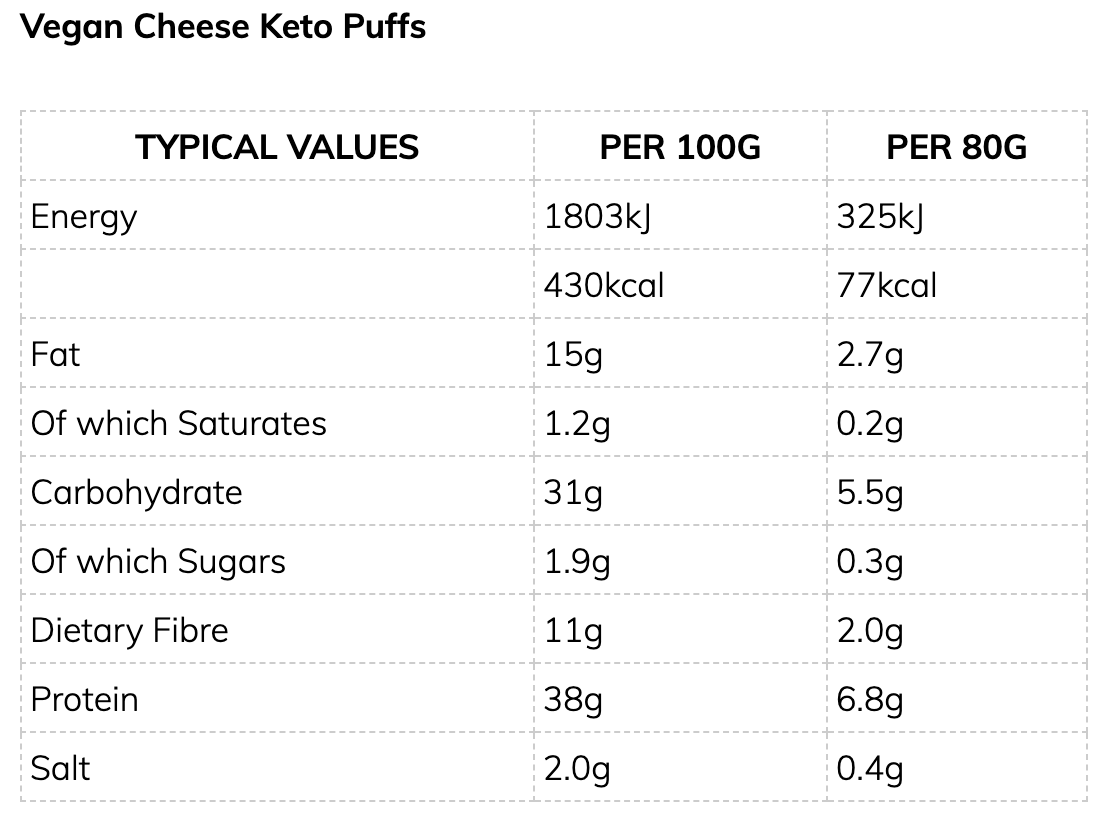 Keto Crunchy Puffs - Vegan Cheese 80g from KetoKeto | Available at Sow & Arrow