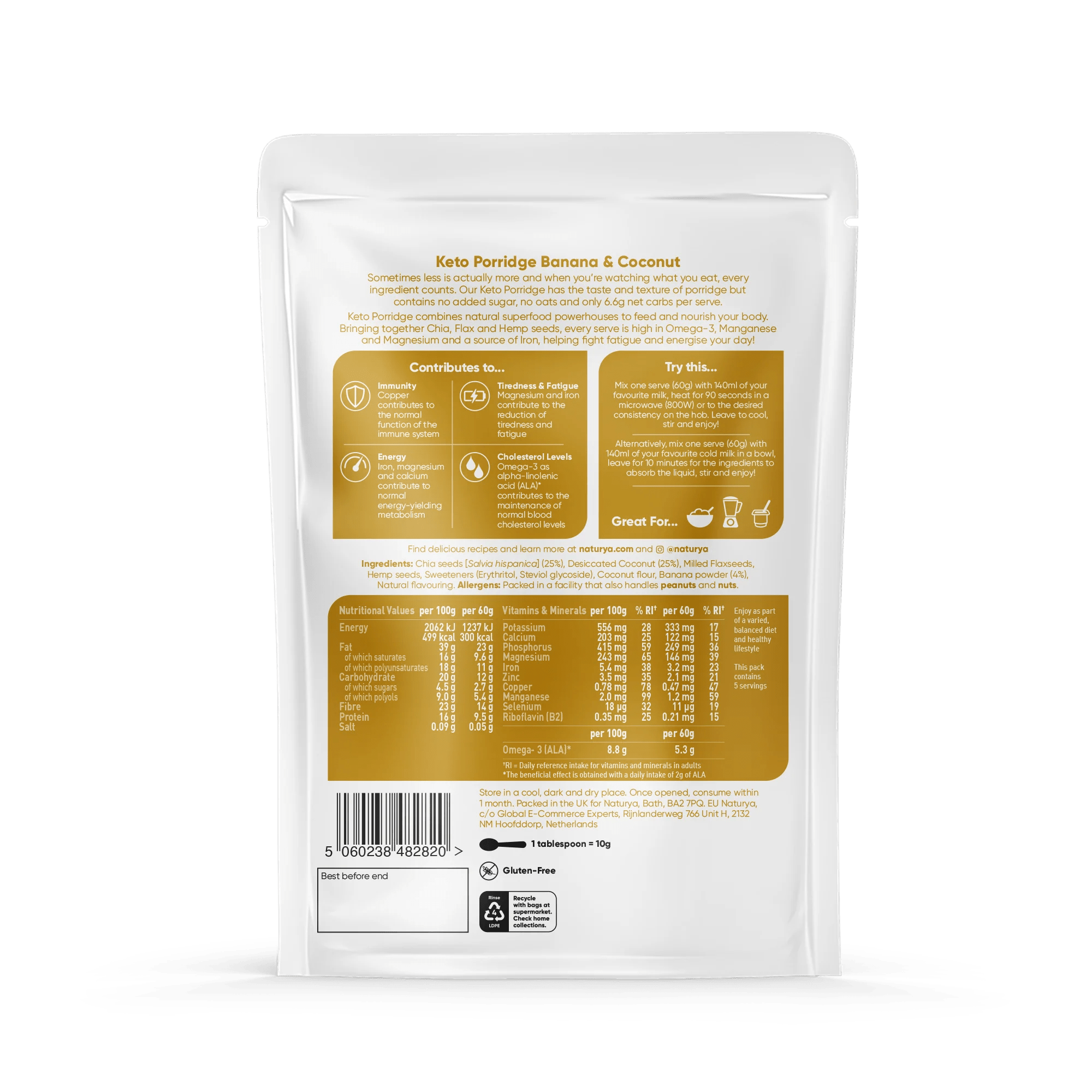 Keto Porridge Naturya - Banana & Coconut from Naturya | Available at Sow & Arrow