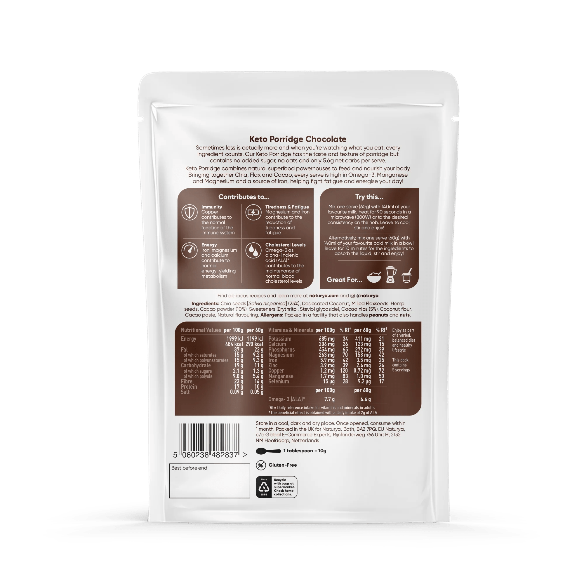 Keto Porridge Naturya - Chocolate from Naturya | Available at Sow & Arrow