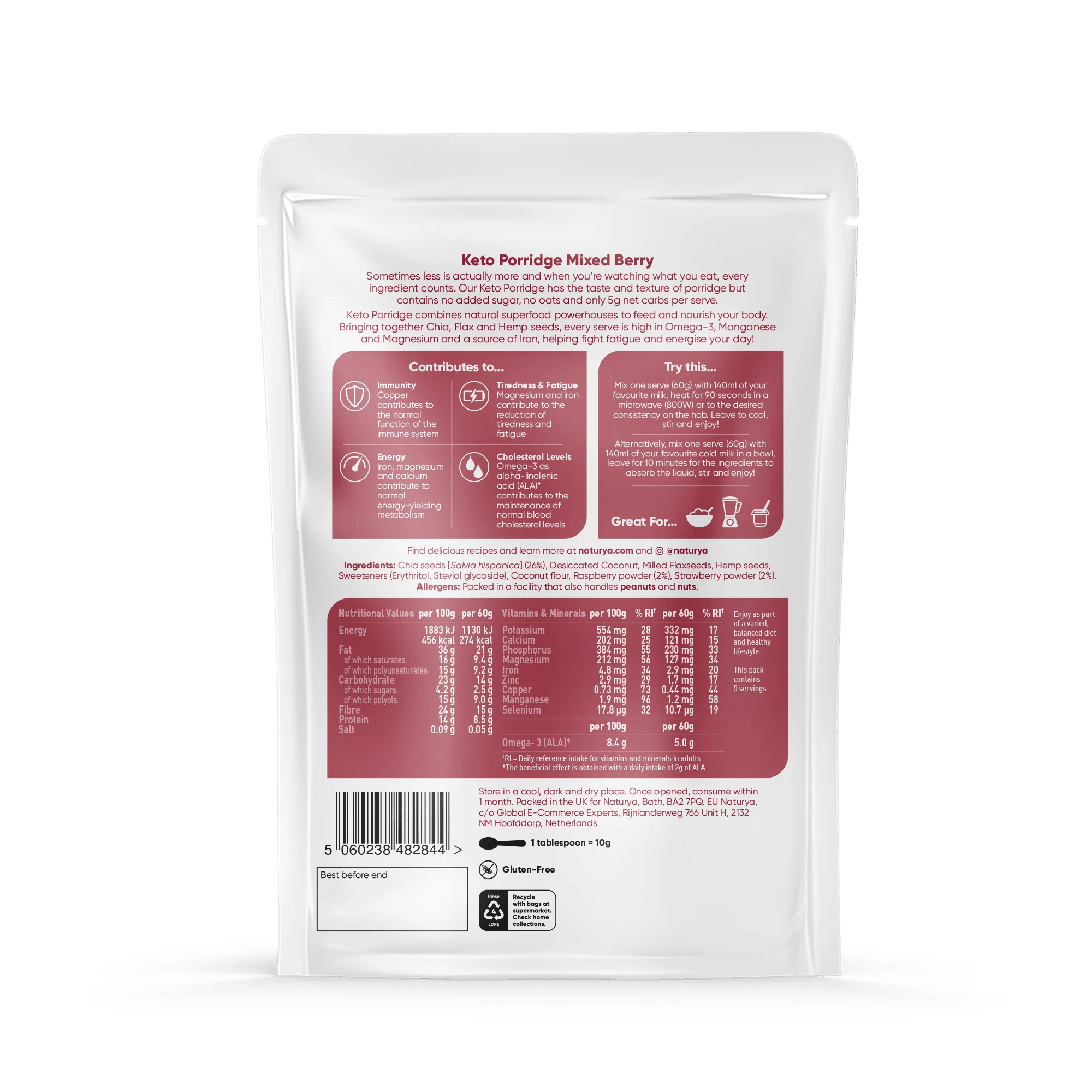 Keto Porridge Naturya - Strawberry from Naturya | Available at Sow & Arrow