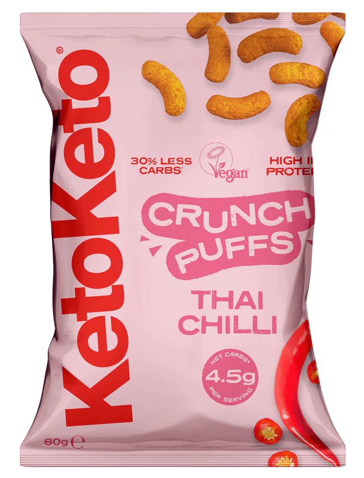 Keto Thai Chilli Crunch Puffs - 80g from KetoKeto | Available at Sow & Arrow