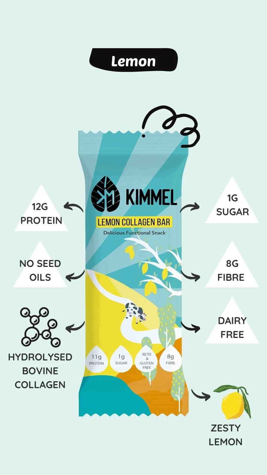 Lemon Collagen Protein Bar - 40g from Kimmel | Available at Sow & Arrow