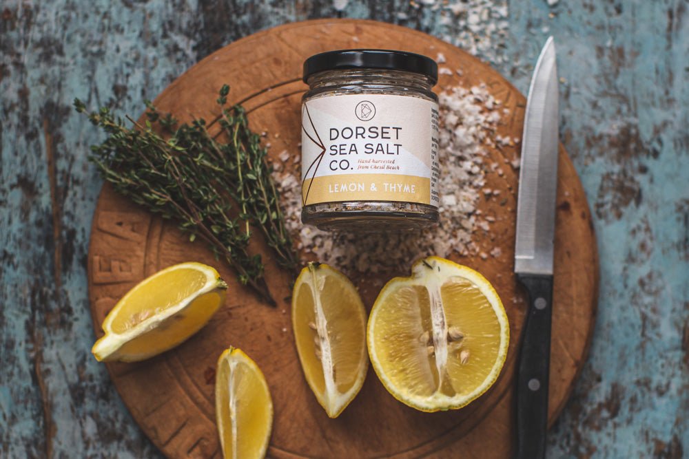 Lemon & Thyme Infused Dorset Sea Salt 100g from Dorset Sea Salt Co. | Available at Sow & Arrow