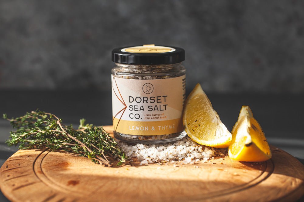 Lemon & Thyme Infused Dorset Sea Salt 100g from Dorset Sea Salt Co. | Available at Sow & Arrow