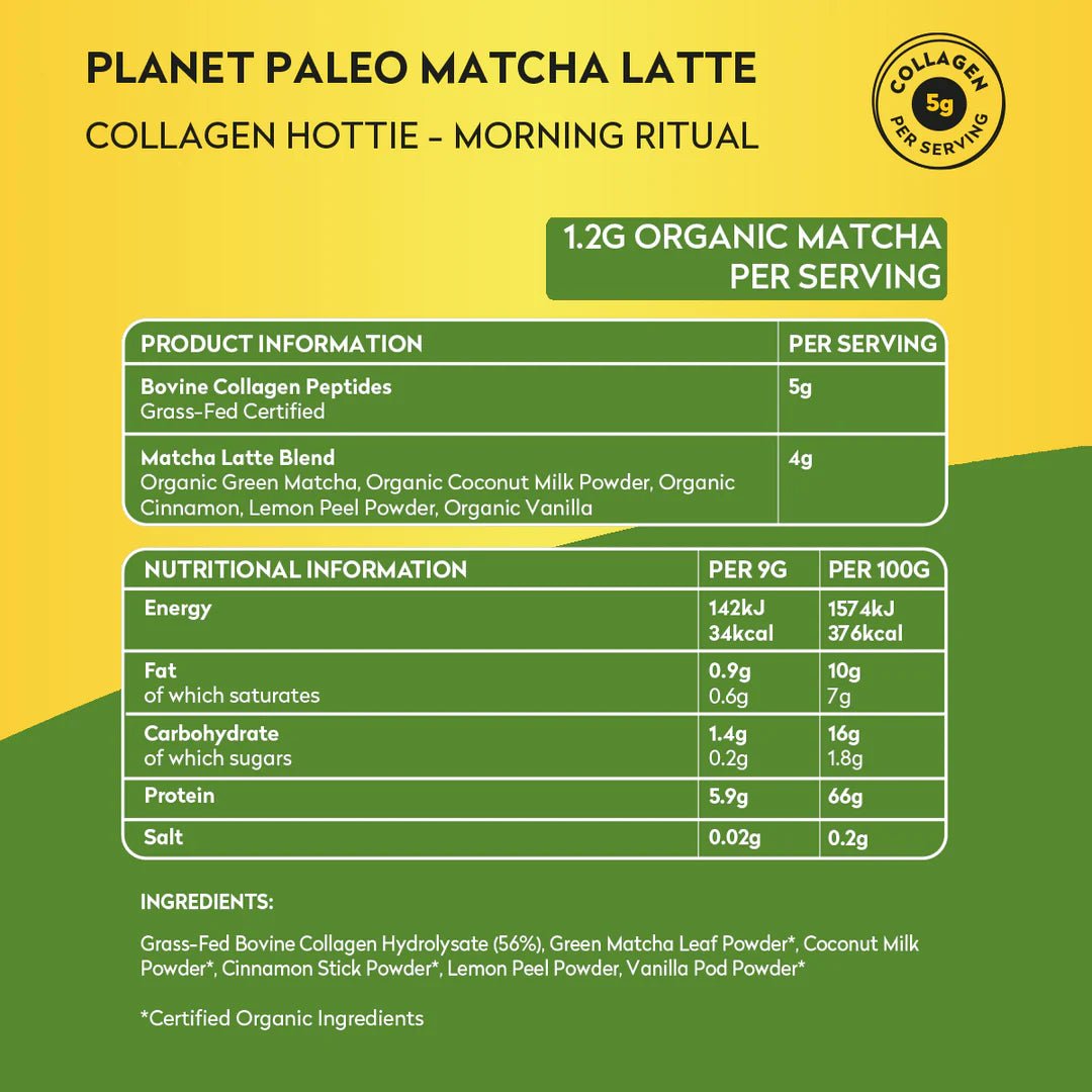 Matcha Latte - Collagen Hottie 225g from Planet Paleo | Available at Sow & Arrow