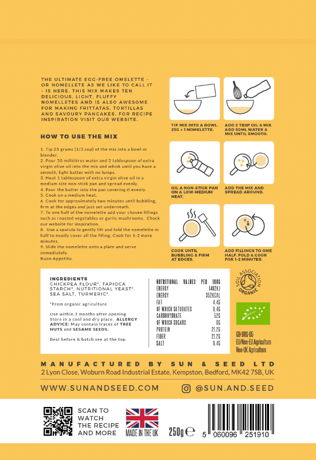 Nomlette - Ultimate Egg - Free Omelette - 250g from Sun and Seed | Available at Sow & Arrow