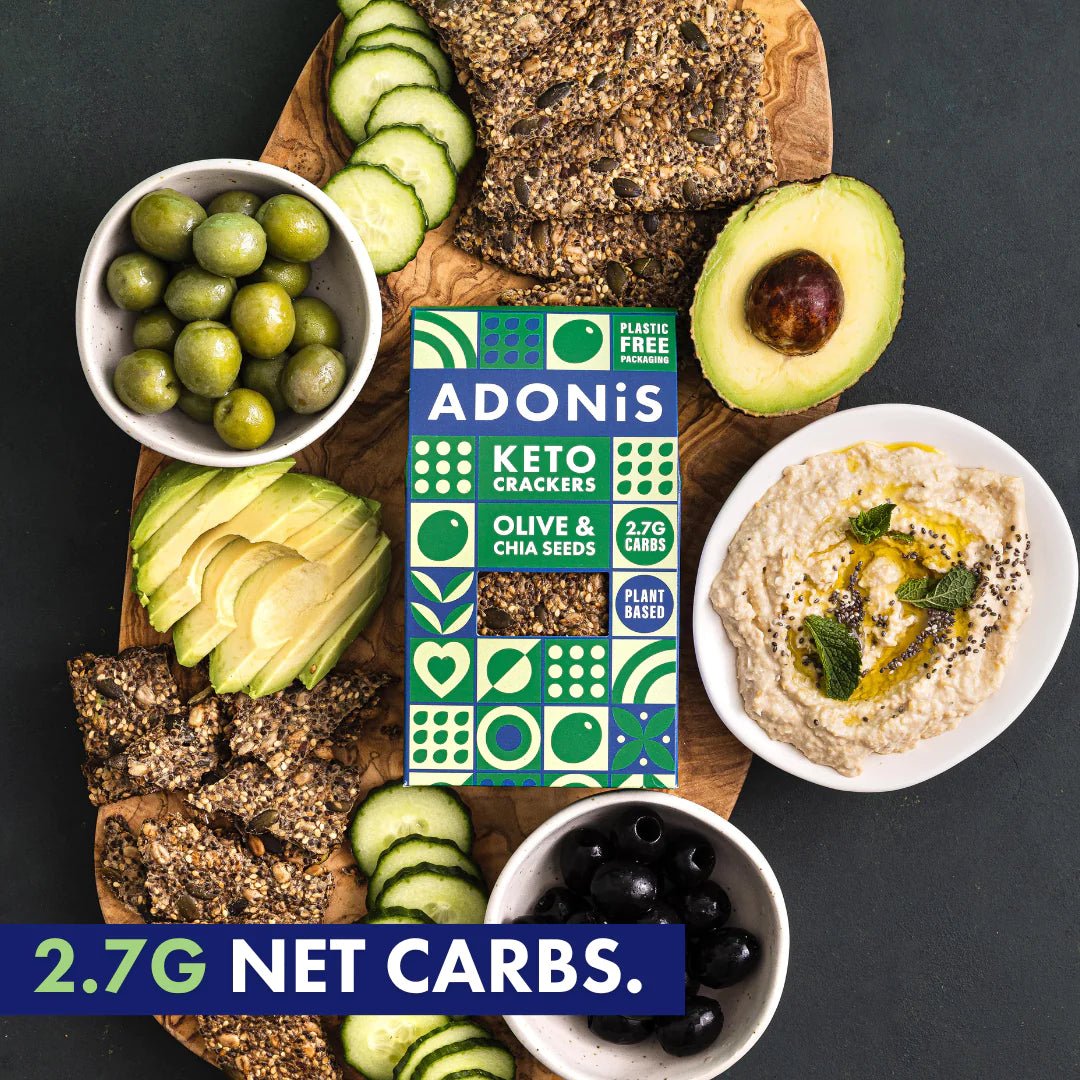 Olive & Chia Seed Keto Crackers - Adonis from Adonis | Available at Sow & Arrow