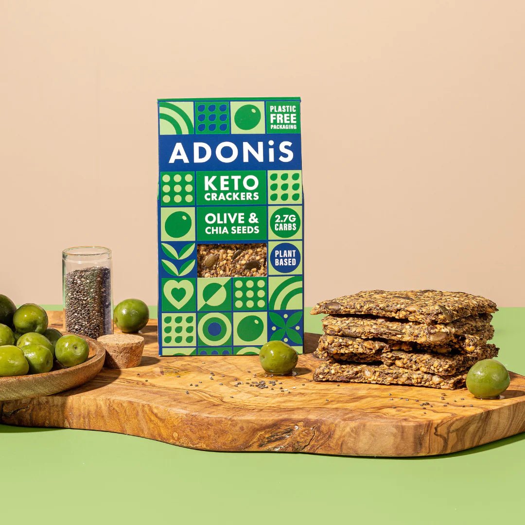 Olive & Chia Seed Keto Crackers - Adonis from Adonis | Available at Sow & Arrow