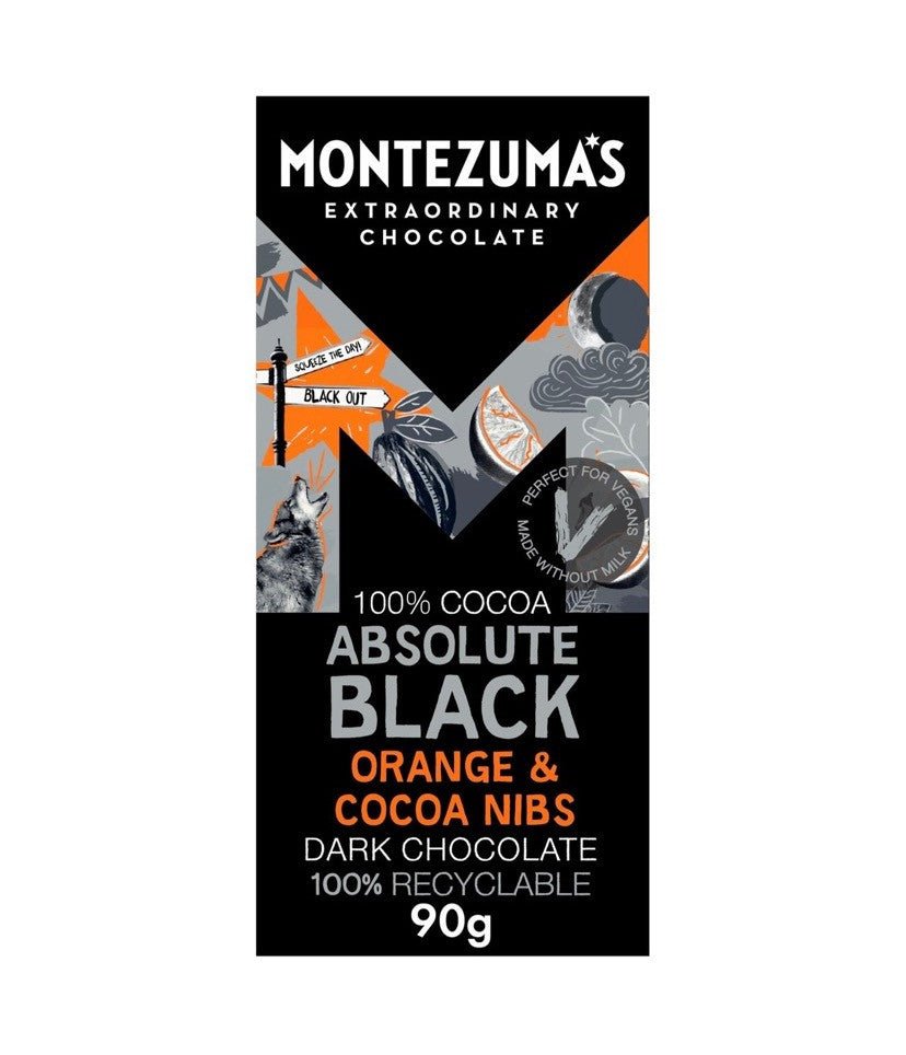 Organic 100% Dark Chocolate - Orange & Cacao Nibs from Montezuma's | Available at Sow & Arrow