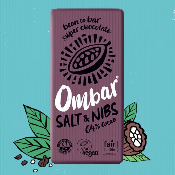 Organic - 70g Raw Salt & Nibs Chocolate from Sow & Arrow | Available at Sow & Arrow