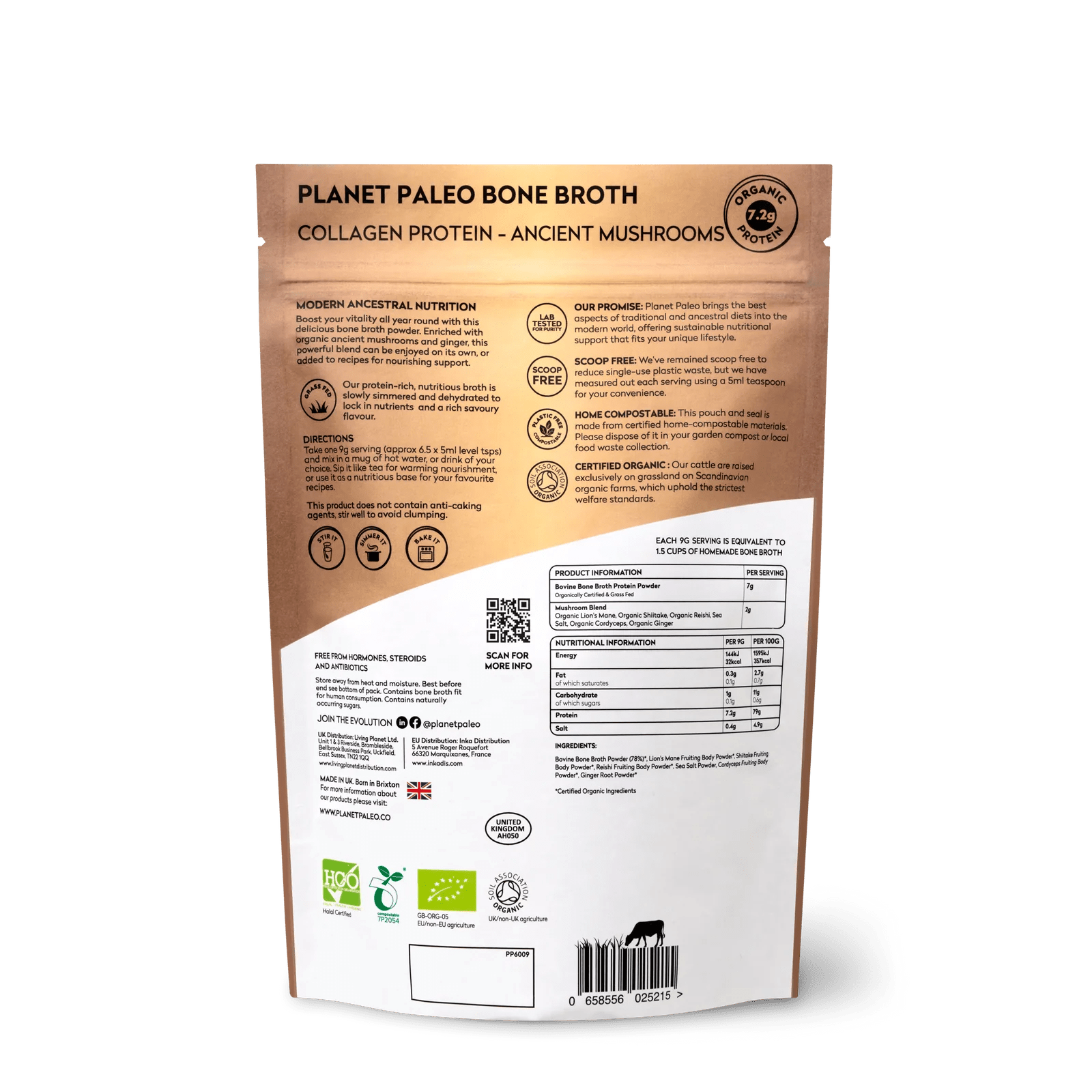 Organic Bone Broth - Ancient Mushroom - 240g from Planet Paleo | Available at Sow & Arrow