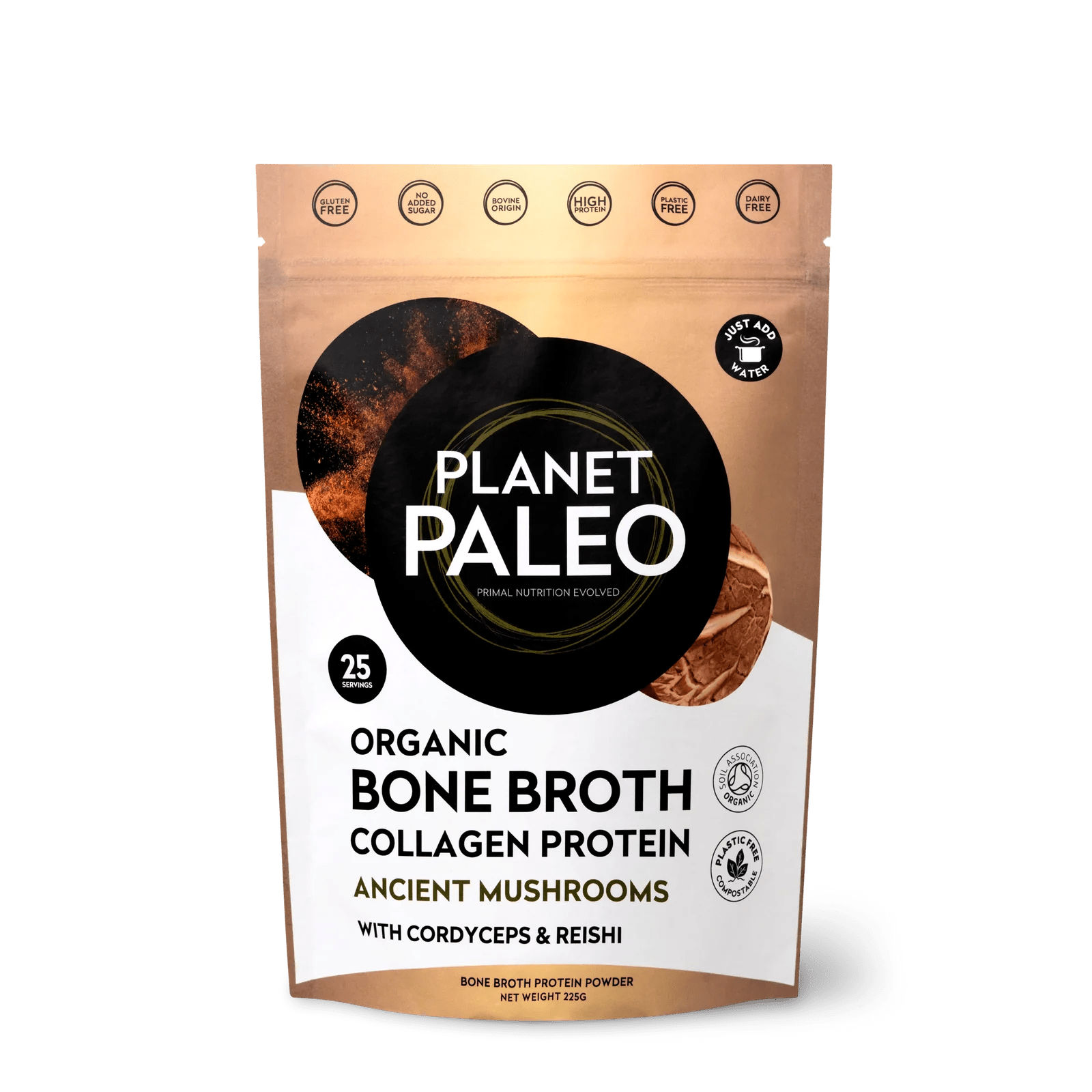 Organic Bone Broth - Ancient Mushroom - 240g from Planet Paleo | Available at Sow & Arrow