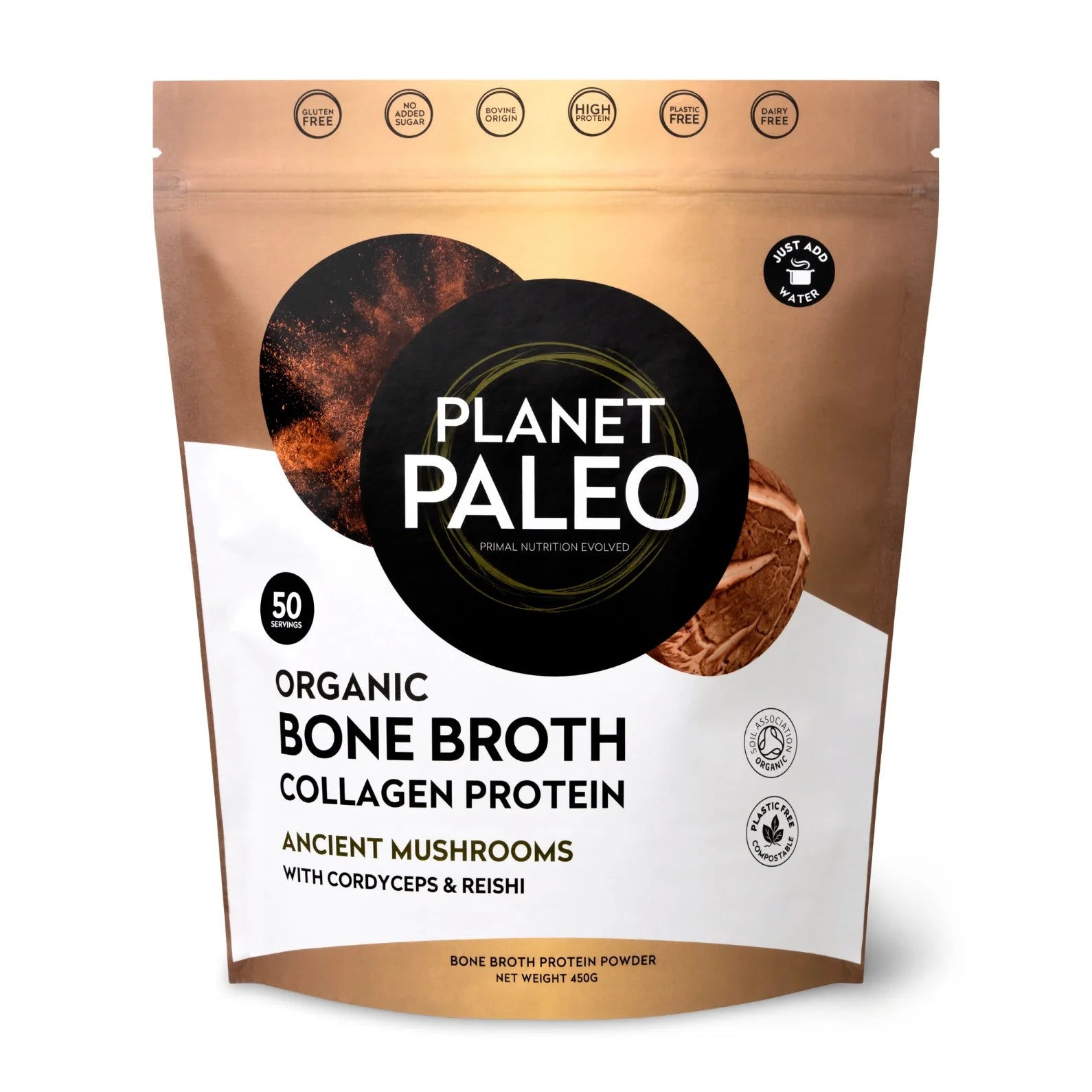 Organic Bone Broth - Ancient Mushrooms - 450g from Planet Paleo | Available at Sow & Arrow