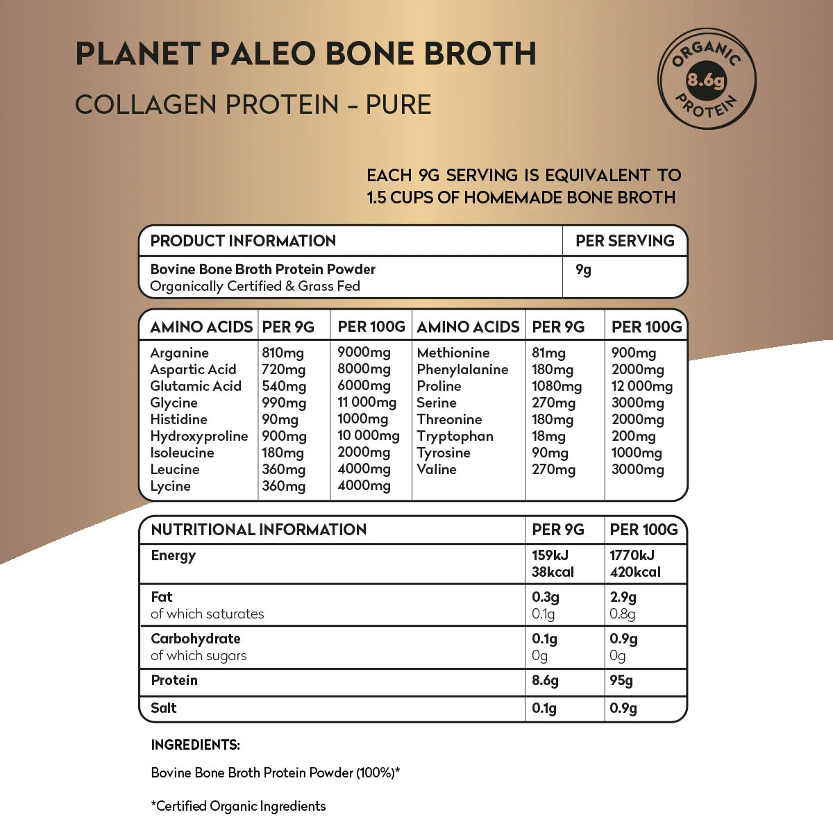 Organic Bone Broth - Pure 240g from Planet Paleo | Available at Sow & Arrow