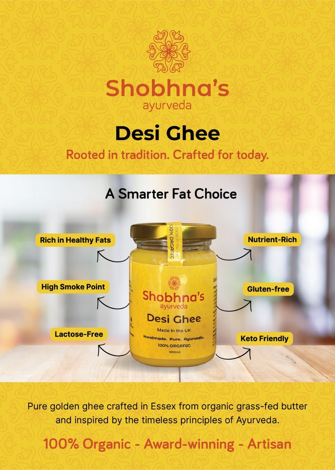 Organic, British Authentic Desi Ghee - 300g from Shobhna's Ghee | Available at Sow & Arrow