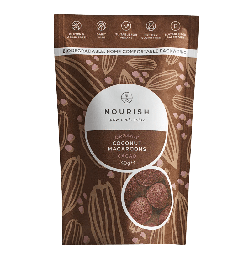 Organic Cacao Coconut Macaroons - 140g from Nourish | Available at Sow & Arrow