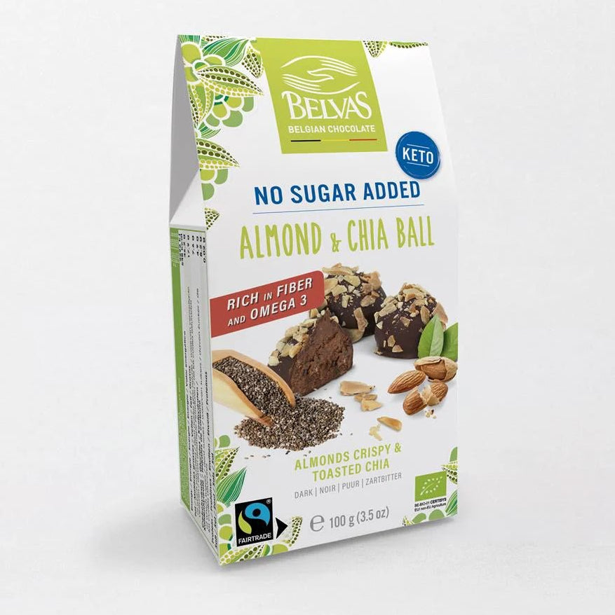 Organic Chocolate Almond Chia Balls - 100g from Belvas | Available at Sow & Arrow