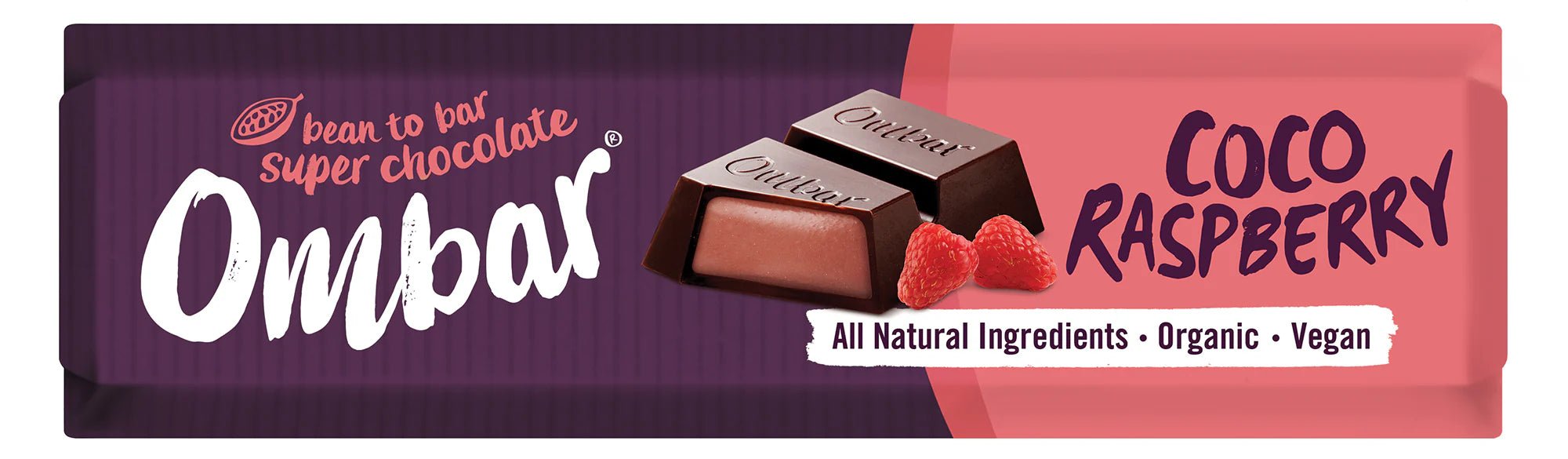 Organic Coco Raspberry Filled Chocolate Bar - 42g from Ombar | Available at Sow & Arrow