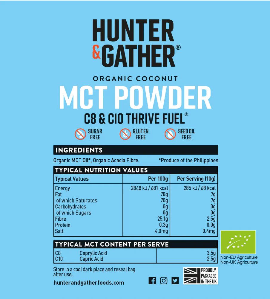 Organic Coconut MCT Powder - 250g from Hunter & Gather | Available at Sow & Arrow