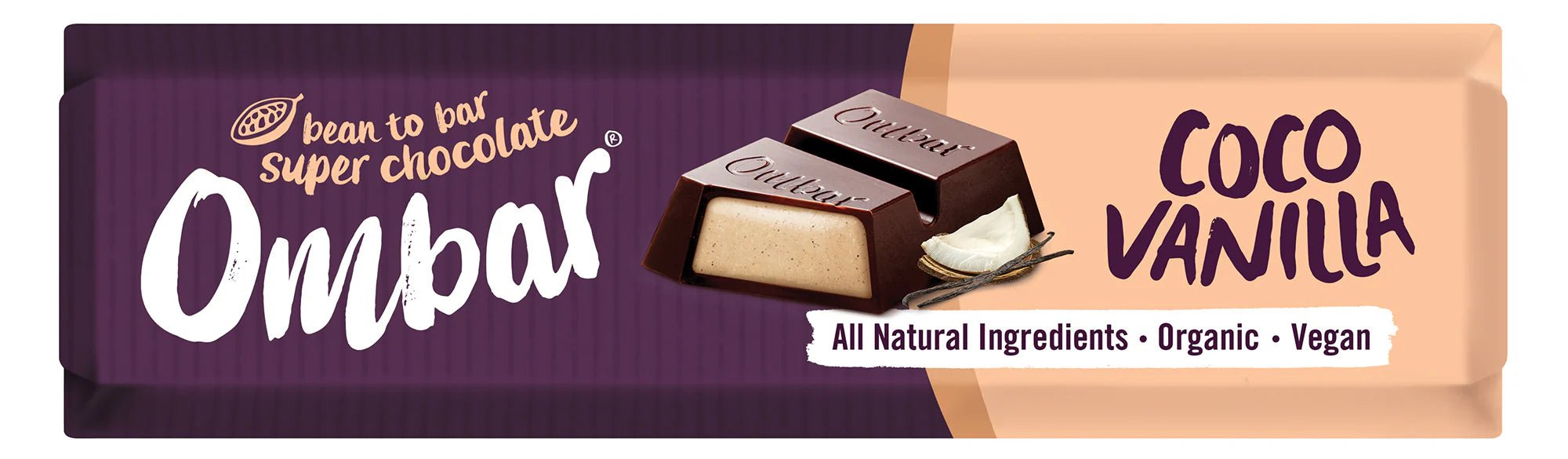 Organic Coconut & Vanilla Cream Filled Chocolate Bar - 42g from Ombar | Available at Sow & Arrow