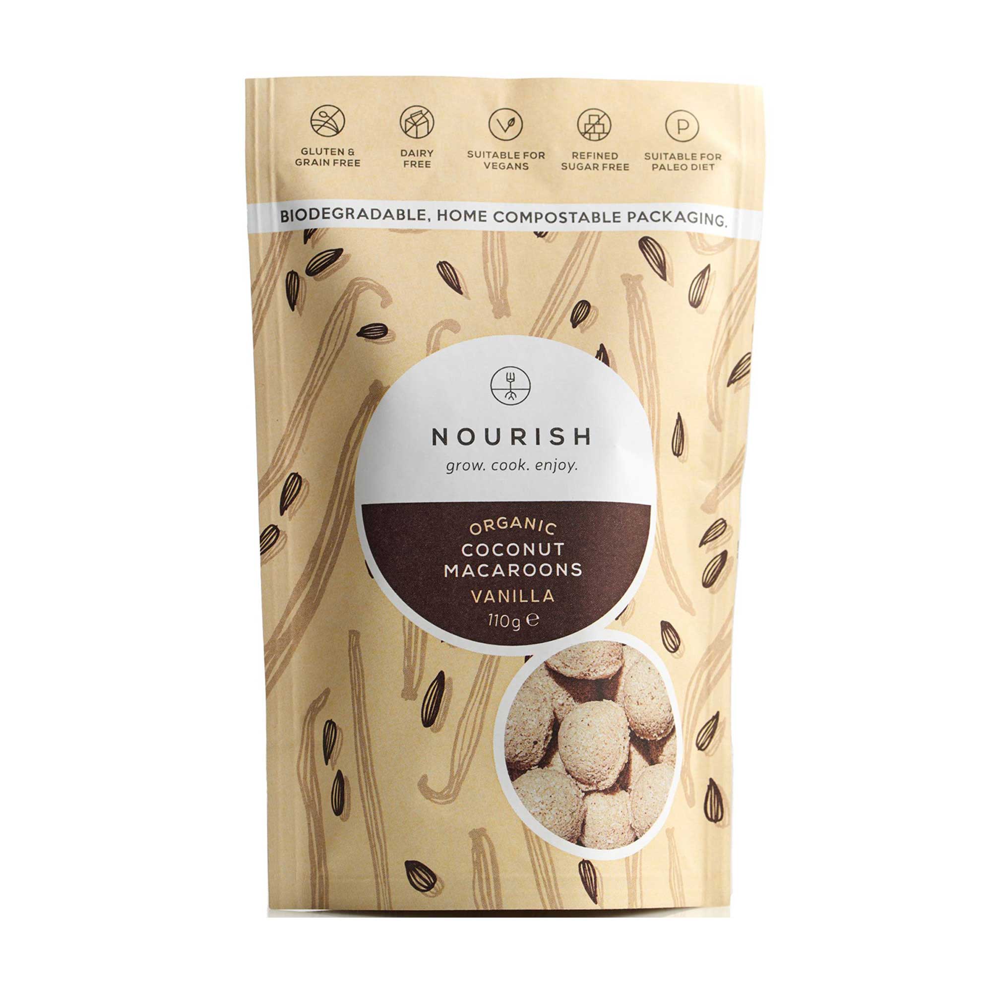 Organic Coconut & Vanilla Macaroons - 110g from Nourish | Available at Sow & Arrow