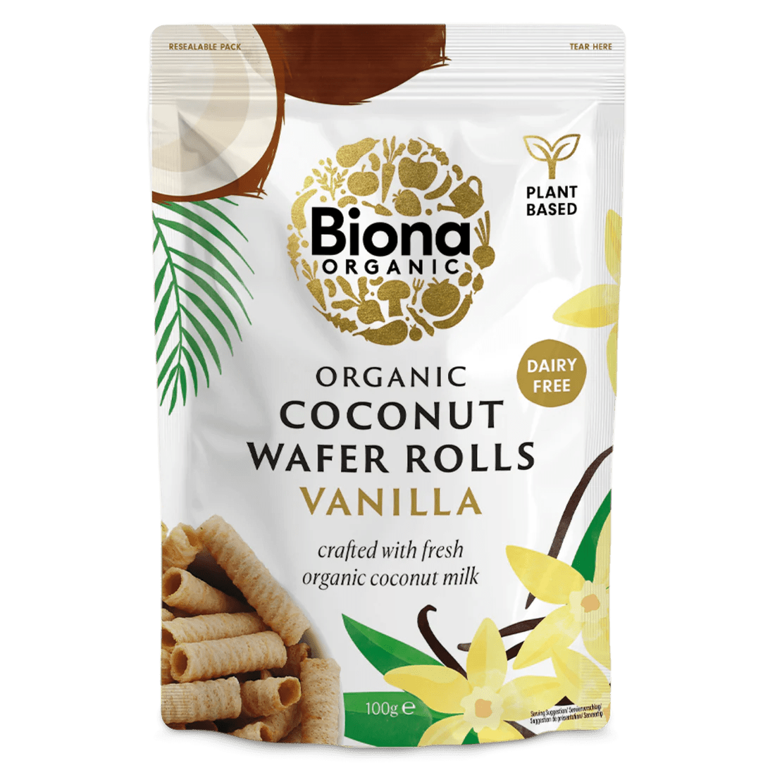 Organic Coconut & Vanilla Wafer Rolls from Biona | Available at Sow & Arrow
