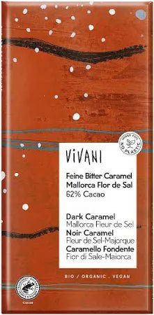 Organic Dark 62% Caramel with Mallorca Fleur de Sel - 80g from Vivani | Available at Sow & Arrow