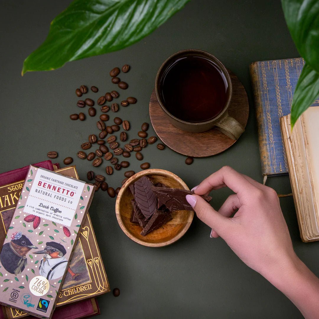 Organic Dark Crunchy Coffee Bean Chocolate - 76% from Bennetto | Available at Sow & Arrow