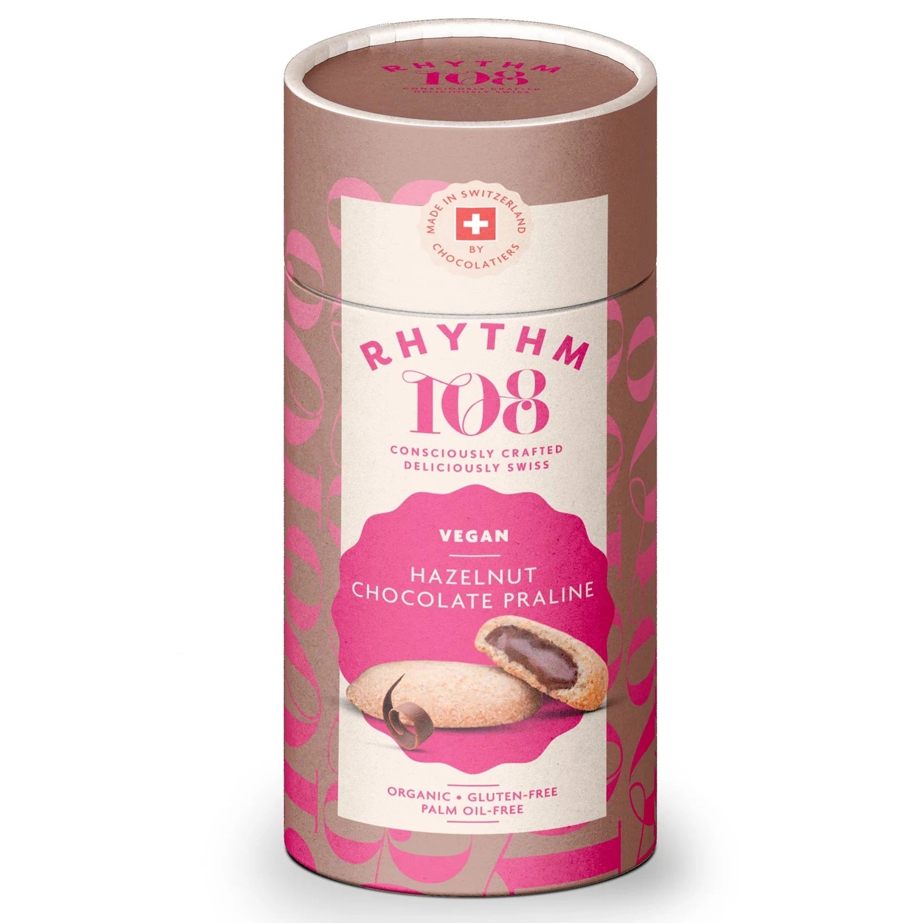 Organic Hazelnut Chocolate Praline Biscuit Gift Tube from Rhythm 108 | Available at Sow & Arrow