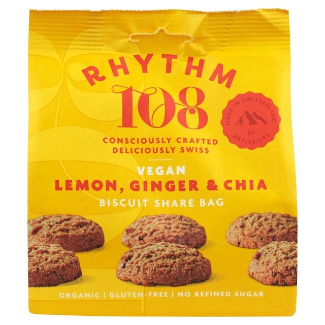 Organic Lemon, Chia & Ginger Biscuits - 135g from Rhythm 108 | Available at Sow & Arrow