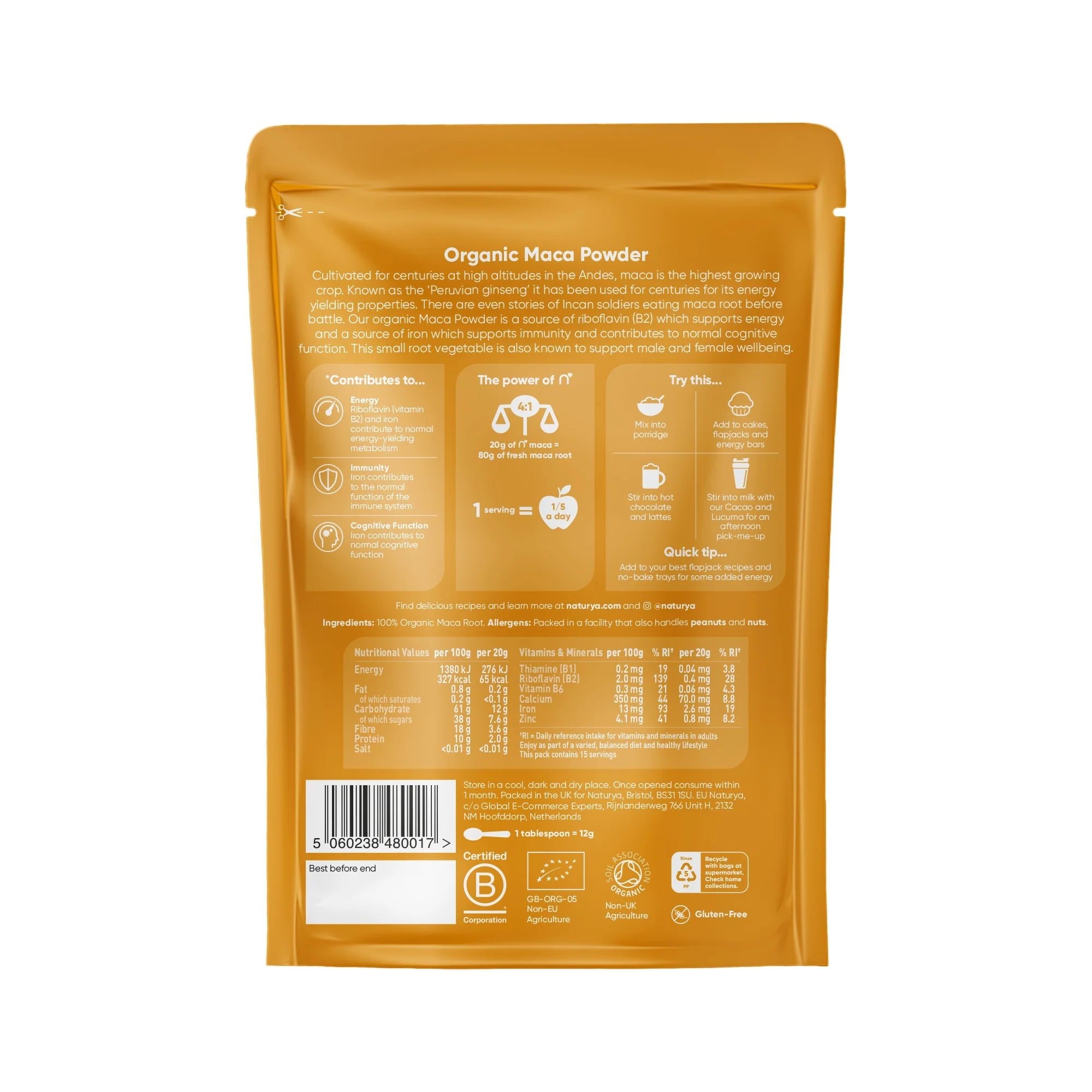 Organic Maca Root Powder - 300g from Naturya | Available at Sow & Arrow