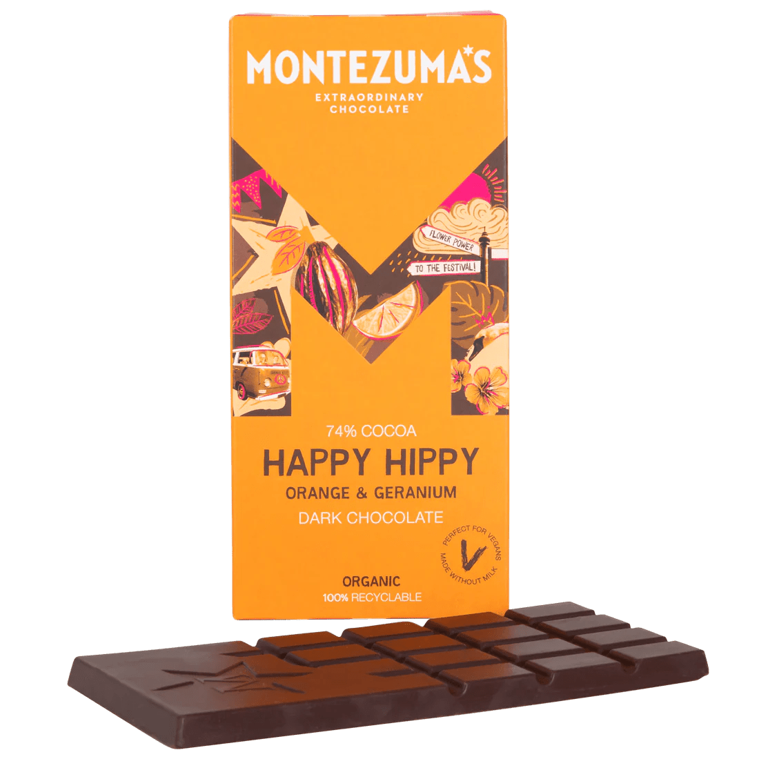 Organic Orange & Geranium Dark Chocolate - 90g from Montezuma's | Available at Sow & Arrow