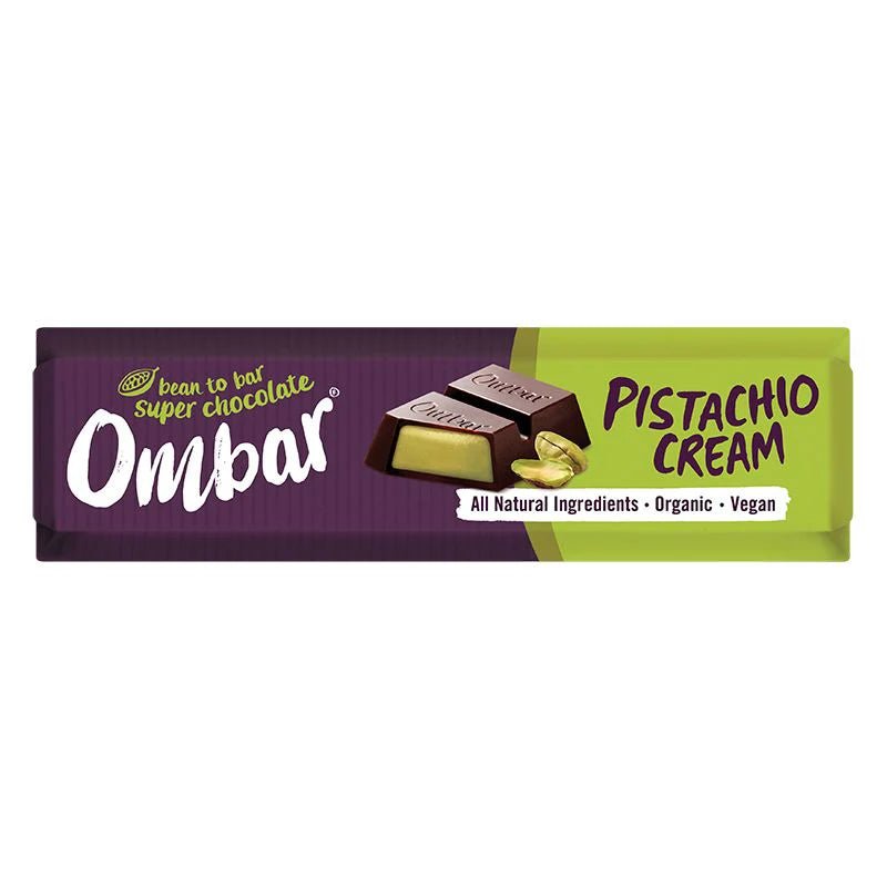 Organic Pistachio Cream filled Raw Chocolate Ombar - 42g from Ombar | Available at Sow & Arrow