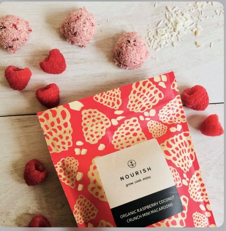 Organic Raspberry Mini Macaroons - 140g from Nourish | Available at Sow & Arrow