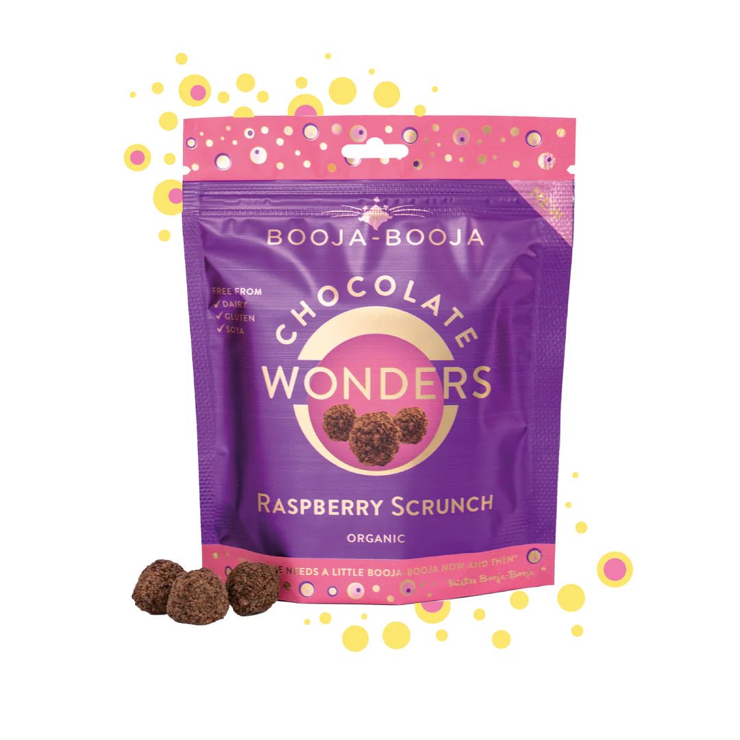 Organic Raspberry Scrunch Chocolate Wonders - 65g from Booja Booja | Available at Sow & Arrow