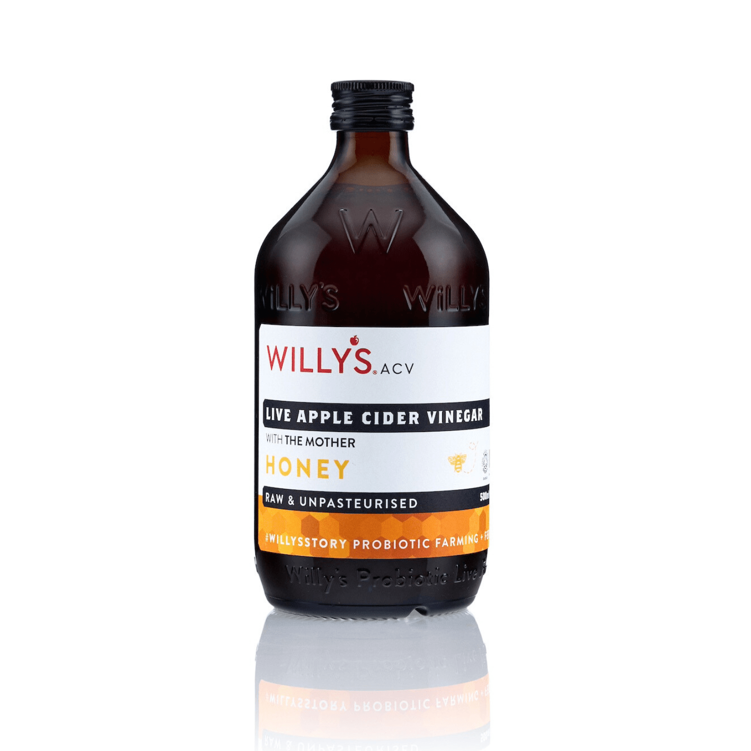 Organic Raw Apple Cider Vinegar with Honey - 500ml from Willy's | Available at Sow & Arrow