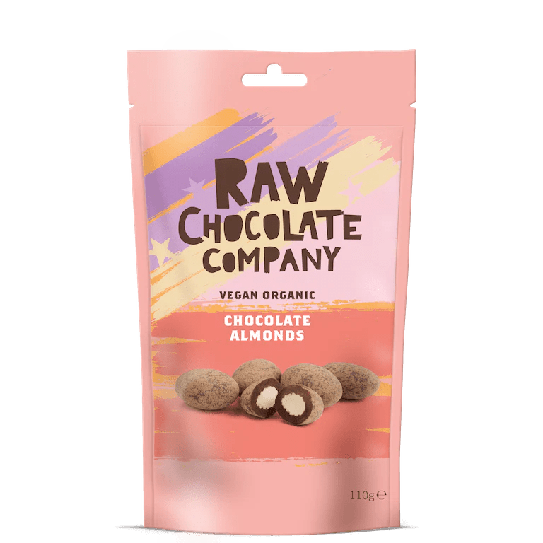 Organic, Raw Chocolate coated Almonds - 110g from The Raw Chocolate Co. | Available at Sow & Arrow