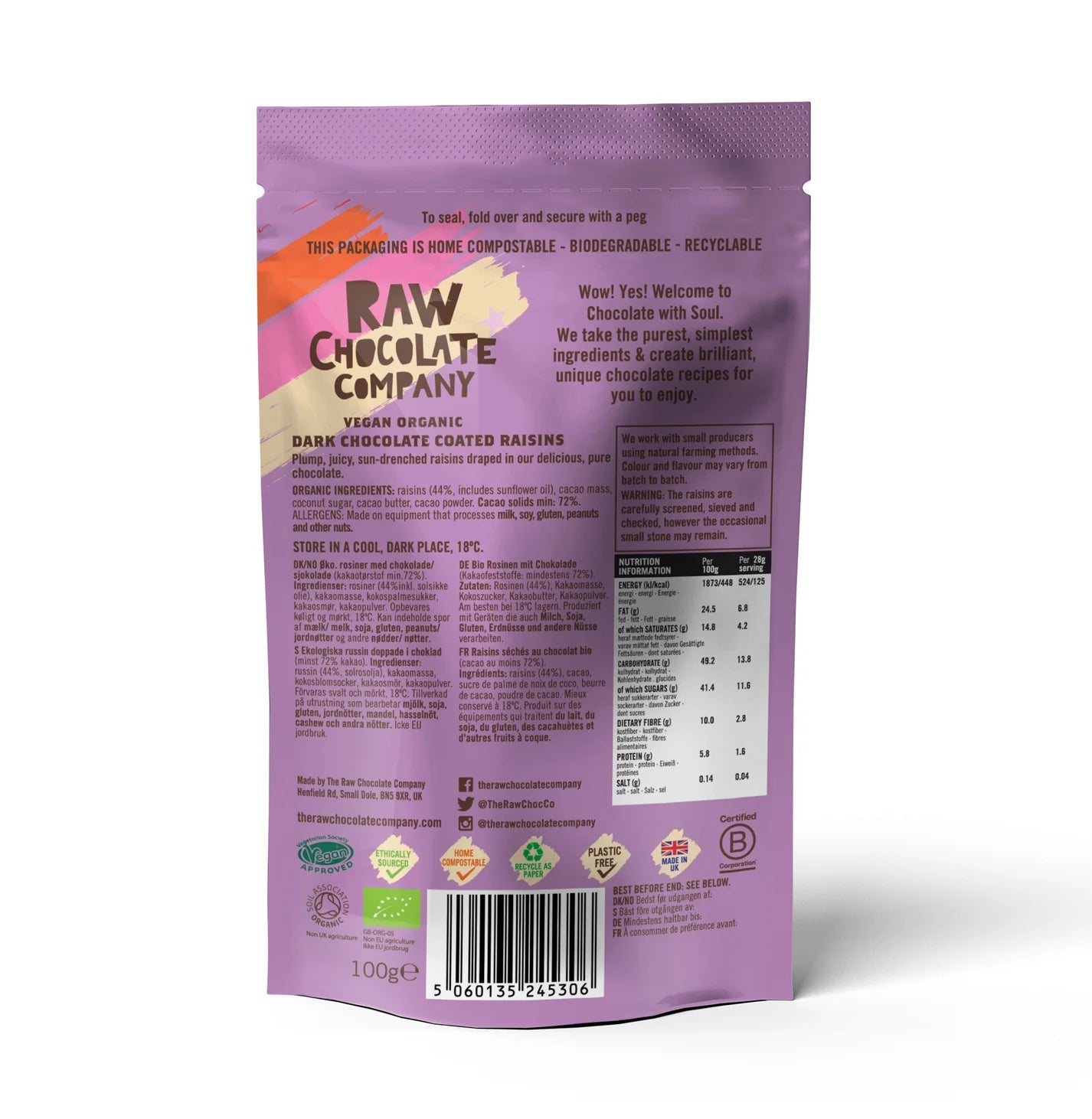 Organic, Raw Chocolate Covered Raisins - 100g from The Raw Chocolate Co. | Available at Sow & Arrow