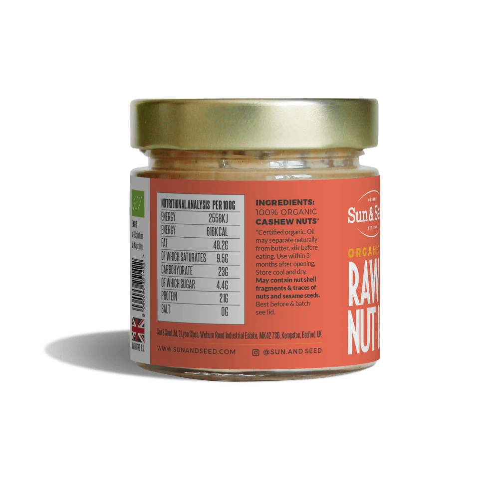 Organic Raw Creamy Cashew Butter - 200g from Sun and Seed | Available at Sow & Arrow