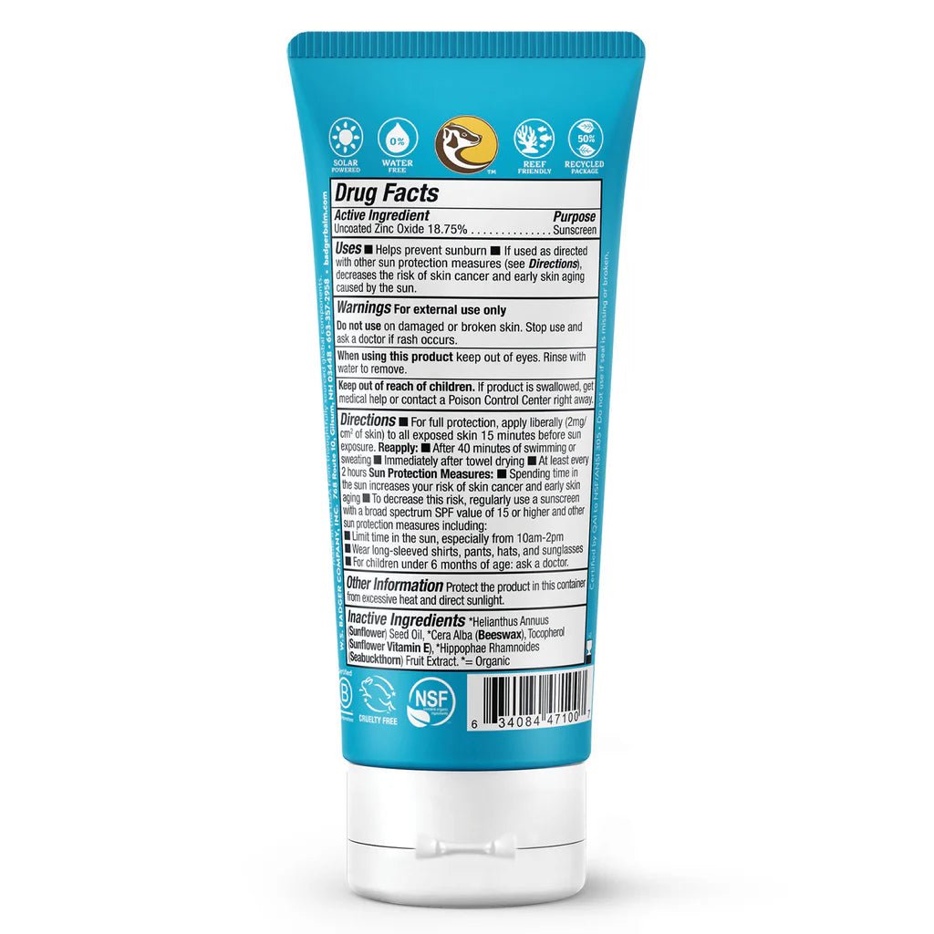 Organic Zinc Oxide Sunscreen - 87ml from Badger | Available at Sow & Arrow