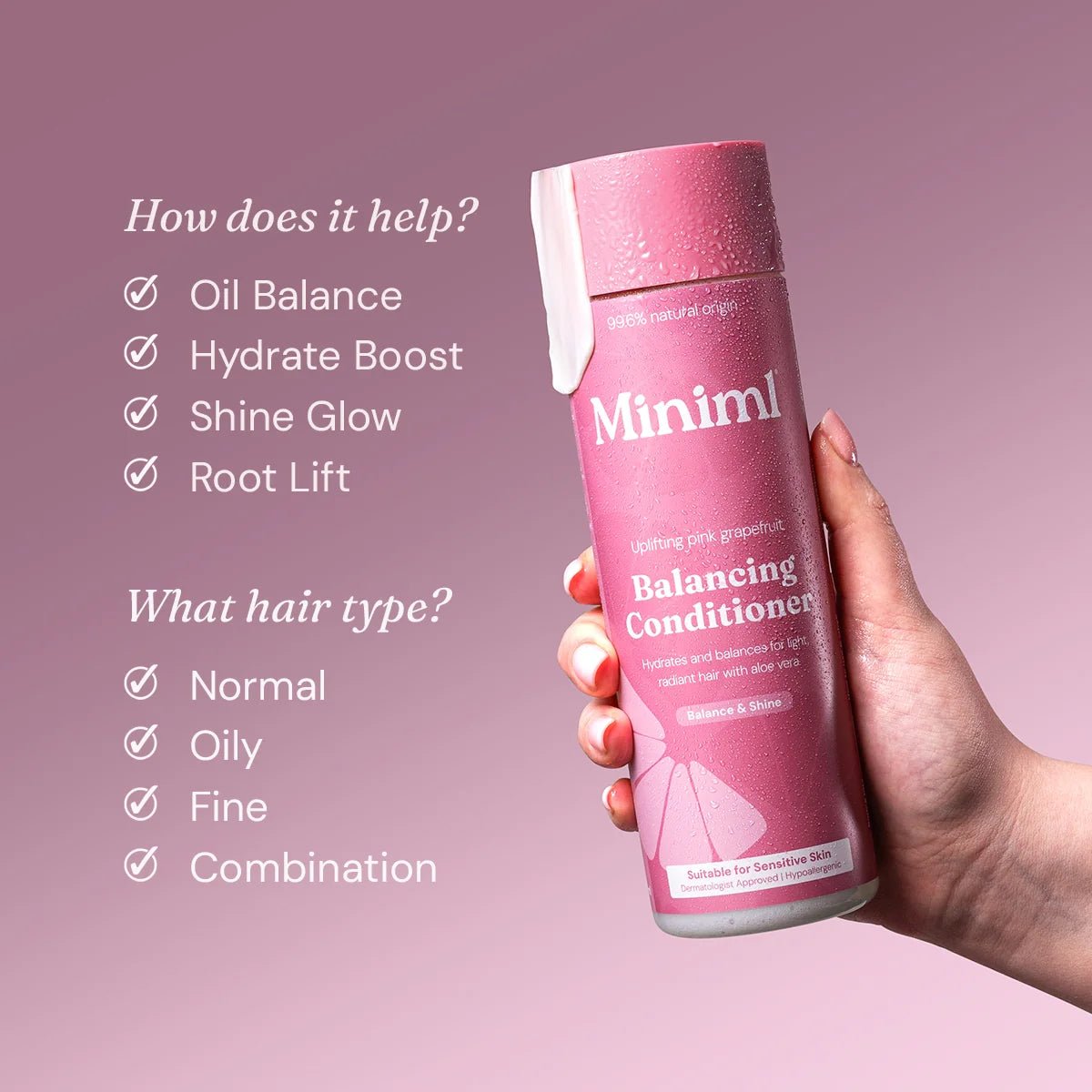 Pink Grapefruit Conditioner - Sulphate-free 400ml from Miniml | Available at Sow & Arrow