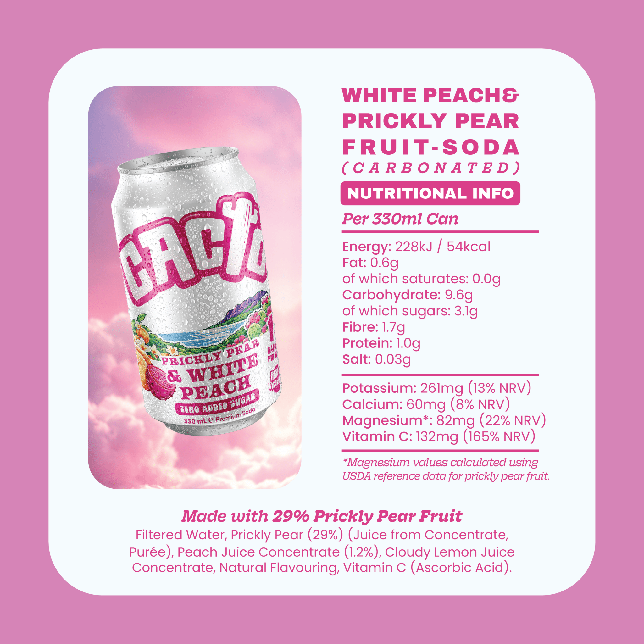 Prickly Pear White Peach - 330ml from Cacto | Available at Sow & Arrow