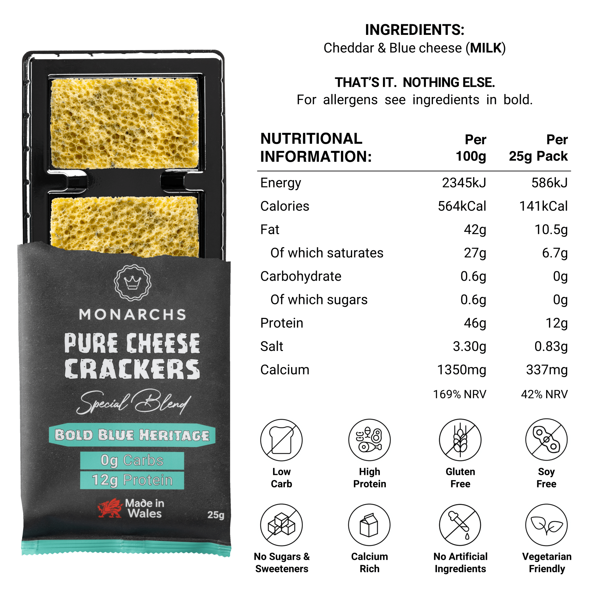 Pure Cheese Crackers - Blue Cheese from Monarchs | Available at Sow & Arrow